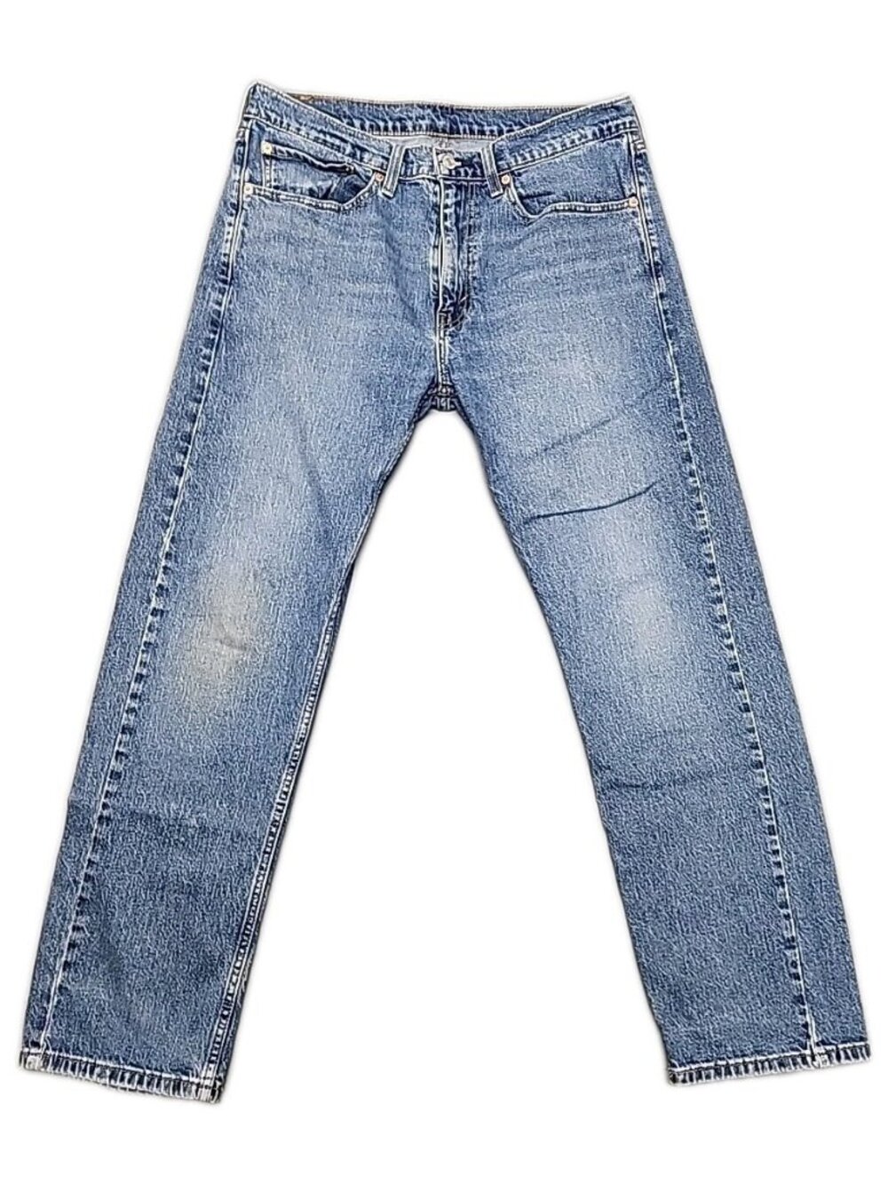 Levis 505 Jeans Mens 34x30 Blue Medium Wash Straight Leg Denim Zip Fly 0269